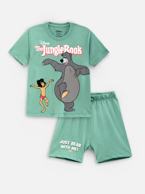 Nap Chief Boys & Girls Mickey Casual T-shirt Shorts(Mint Green)