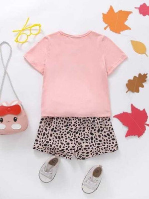 MUSNAHGARMENTS Baby Girls Party(Festive) T-shirt Shorts(PEACH)