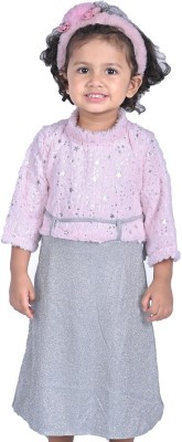 stylestorm Girls Casual Sweatshirt Skirt(Pink)