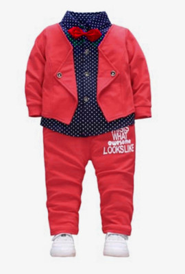 KHODIYAR FASHION Boys Party(Festive) Shirt Pant, Jacket, Bow Tie(RED)