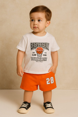 Cutevibe Baby Boys & Baby Girls Casual T-shirt Shorts(WHITE)