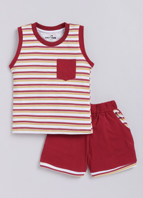 CUTOPIES Boys Casual T-shirt Shorts(Maroon)
