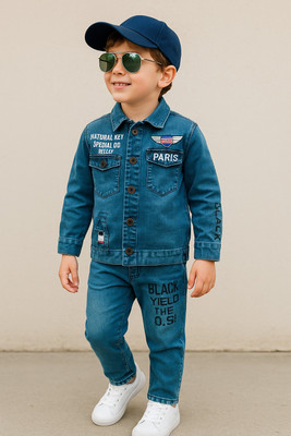 HouseOfCommon Boys Casual Jacket Jeans(BLUE)