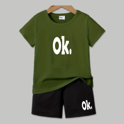 HouseOfCommon Baby Boys & Baby Girls Casual T-shirt Shorts(OLIVE)