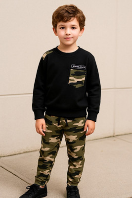 Zikigo Fab Baby Boys & Baby Girls Party(Festive) T-shirt Track Pants(BLACK)