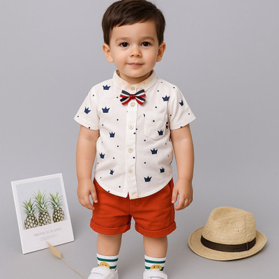 KILLER Baby Boys & Baby Girls Casual Shirt Shorts(ROYALTAJ_WHITE-FANTA)