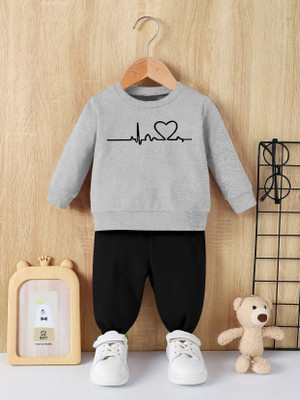 RetroTees Baby Boys Casual T-shirt Track Pants(Grey)