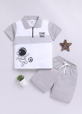 LITTLE NINJA Baby Boys Casual T-shirt Shorts(GREY)
