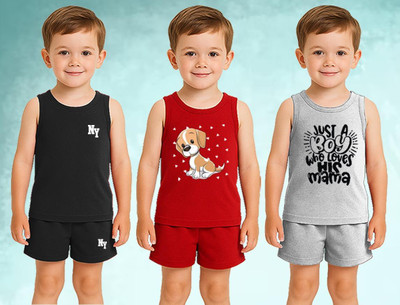 toystshirt Boys Casual T-shirt Shorts(black,Red,Grey)