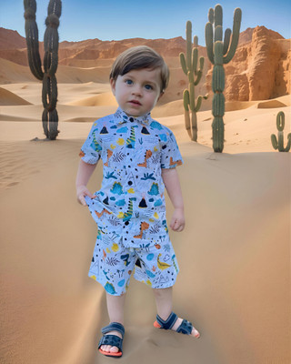 VAMDEV FASHION Baby Boys Party(Festive) Shirt Shorts(SKY BLUE)