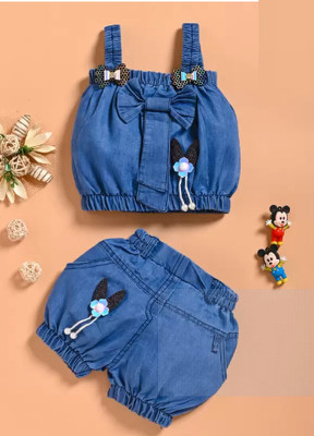 gargi creation Girls Casual Top Shorts(Blue)