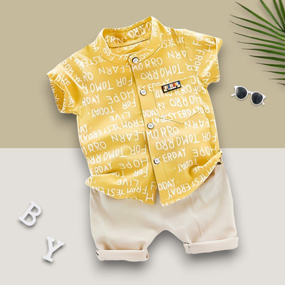 LittleRebel Baby Boys & Baby Girls Casual Shirt Shorts(ALPHA_YELLOW)