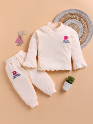 I Love Mom Girls Casual T-shirt Pant(Peach)