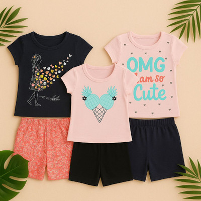 CHANDRIKA LIFESTYLE Girls Casual T-shirt Shorts(multicolor)