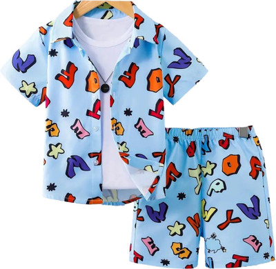DEEPIMPEX Boys & Girls Casual Shirt Shorts(Blue)