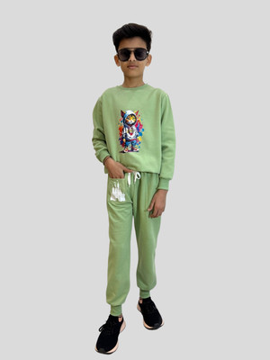 Al-Hudooms Boys Casual Sweatshirt Trouser(Pista)