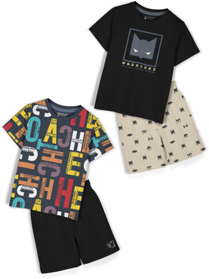 Hellcat Baby Boys & Baby Girls Casual T-shirt Shorts(Black2/Black2)