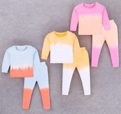 Yk Boys & Girls Casual T-shirt Pyjama(SkyBlue&Red, Yellow&White, Pink&Orange)