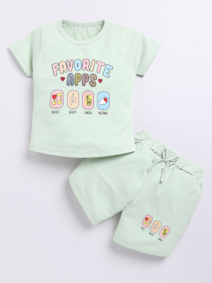 CERABI Girls Casual Top Shorts(light green)