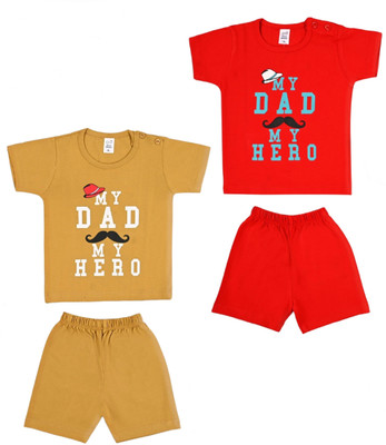 Maya Bookkey Baby Boys Casual T-shirt Shorts(Red And Yellow)