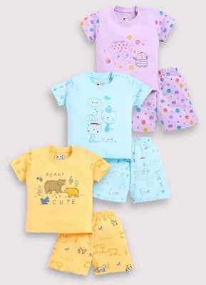 Mars Infiniti Baby Boys Casual T-shirt Shorts(Light Blue, Purple, Yellow)