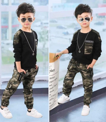 Jekeshvi Trend Boys Party(Festive) Track Pants T-shirt(Black)