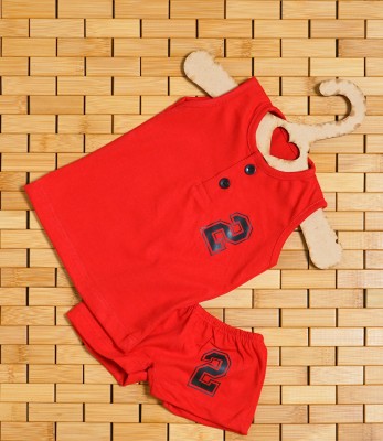 THE MAPLES FASHION Baby Boys Casual T-shirt Pant(Red)