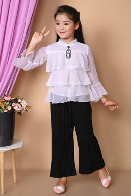 NIVARACREATION Girls Party(Festive) Dress Capri(Black)