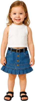 MiniMighty Baby Girls Casual Top Skirt(WHITE)