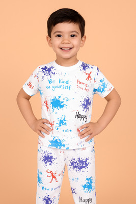 VetaWear Boys & Girls Casual T-shirt Pant(HAPPY)