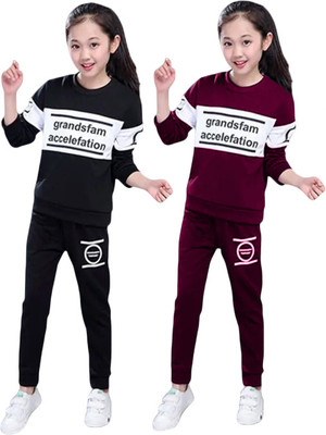 DRUZZEE Baby Boys & Baby Girls Casual T-shirt Pant(Black-Maroon)