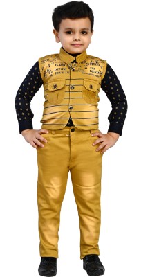 Fashion 4 Ever Boys Party(Festive) Jacket Jeans(Yellow)