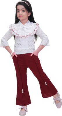 haji taj Girls Party(Festive) Top Pyjama(maroon)