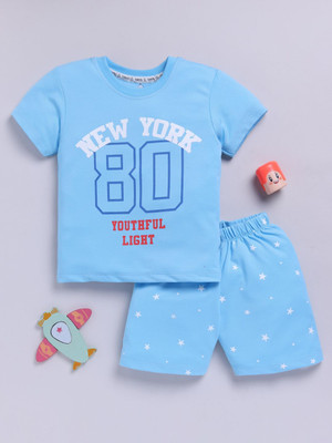 YK X Tinyo Boys & Girls Casual T-shirt Shorts(Blue)