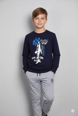 INTIHUG Boys Casual Sweatshirt Pant(Navy2, Grey2)