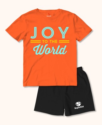 SUPERKID Boys & Girls Casual T-shirt Shorts(Orange)