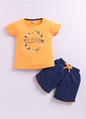 Mars Infiniti Baby Girls Casual Top Shorts(orange, deep blue)