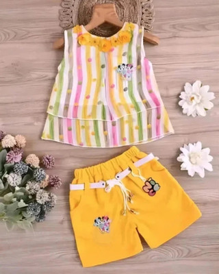 SJGARMENTS Baby Girls Party(Festive) Top Shorts(yellow)
