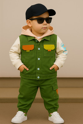 Shirazi Kids Boys Casual Jacket Jeans(GREEN)