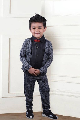 HVLifestyle Boys Party(Festive) Jacket Pant(Dark Grey)