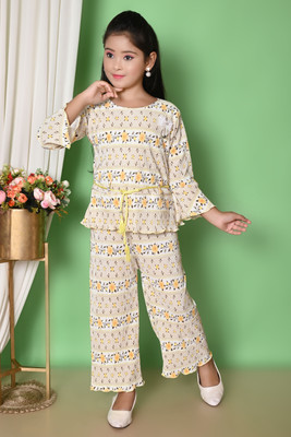 AHBAB CREATION Girls Party(Festive) Top Pyjama(Yellow)