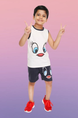 HENA TEXTILE Baby Boys Casual T-shirt Shorts(NAVY)