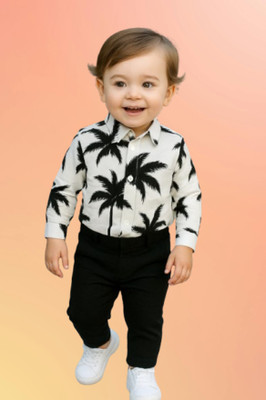 RIYANSHI Baby Boys Casual Shirt Pant(Black, White)