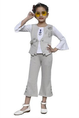 VALUE CREATION Baby Girls Party(Festive) Top Trouser(Cream)