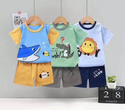 PY PINKYOU Baby Boys & Baby Girls Casual T-shirt Track Pants(Sky Blue-Green-Water Blue)