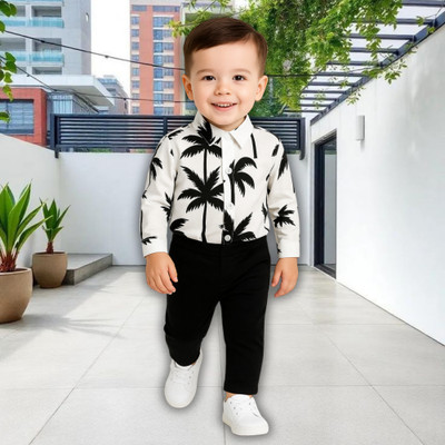 menvy Baby Boys Party(Festive) Shirt Pant(WHITE FLOWSOME PATTERN)