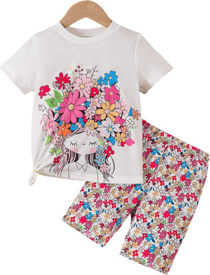 The Heart Of Fashion Baby Girls Casual T-shirt Shorts(White)