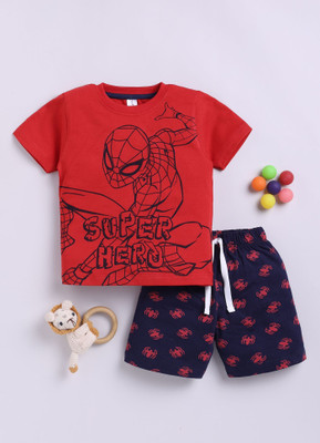 LITTLE NINJA Baby Boys Spiderman Casual T-shirt Shorts(RED)