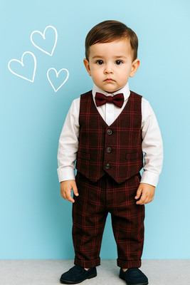 OneFeel Baby Boys Party(Festive) Jacket Pant(Maroon)