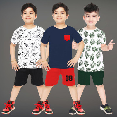 tarsier Baby Boys Casual T-shirt Shorts(rocket,navy poc,leaf)